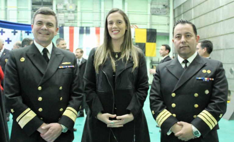 Contraalmirante Carlos Schnaidt, Daniela Norambuena, gobernadora de Elqui; y Edgardo Palma, capitán de Puerto de Coquimbo.