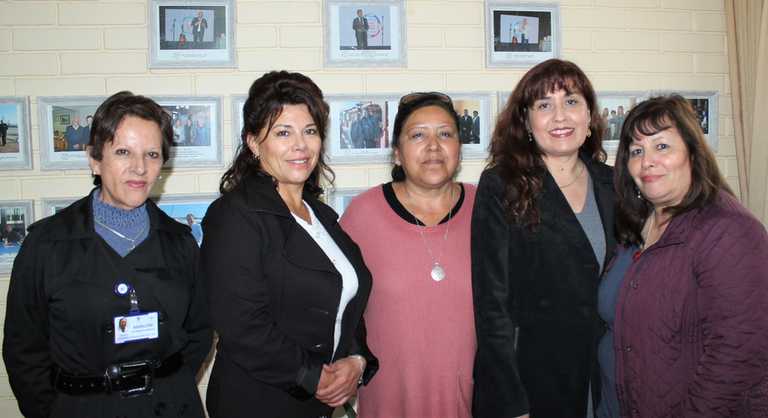 Marlene Hurtado, Unidad de Acompañamiento Espiritual del Hospital San Juan de Dios de La Serena; Rosa Urqueta, concejal de Río Hurtado; Jacqueline Biaggini, encargada Casa de Acogida; Karen Olivares, Oficina de Subvenciones Municipalidad de Coquimbo, y Betty Peña, de UCEC.
