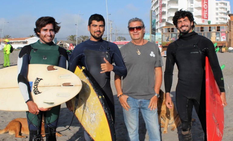 Felipe Véliz, Falco Munizaga, Feña De la Puente, Escuela de Surf Poisson; y Diego Rojas.