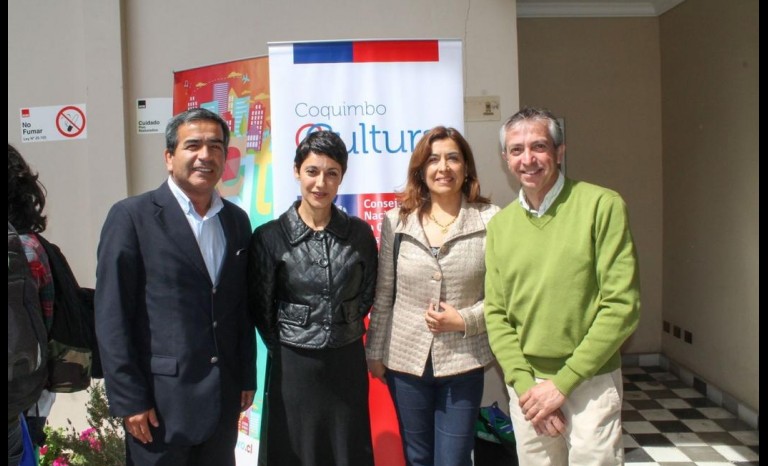 Robinson Hernández, encargado de Cultura Municipalidad de La Serena; Laura Salles, Teresa Guerrero y Mario Peñafiel.