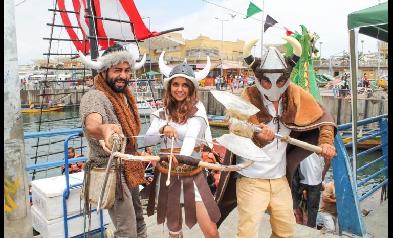 Sinfrido, Pincesa Liv y Konan, vikingos del “Drakkar”.