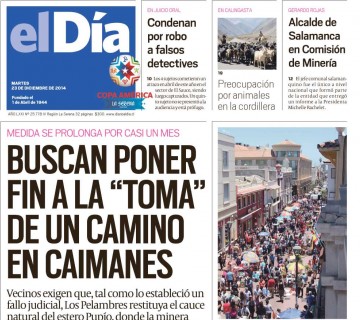 Diario El Día impreso 23-12-2014