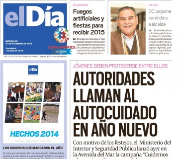 Diario El Día impreso 31-12-2014