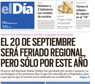 Diario El Día impreso 12-09-2014