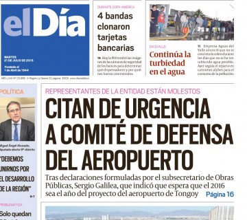 Diario El Día impreso 21-07-2015