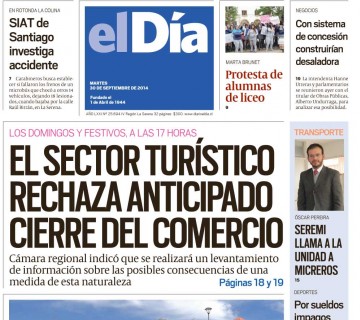 Diario El Día impreso 29-09-2014