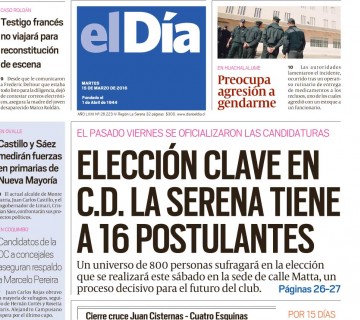 Diario El Día impreso 15-03-2016