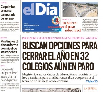 Diario El Día impreso 18-12-2014