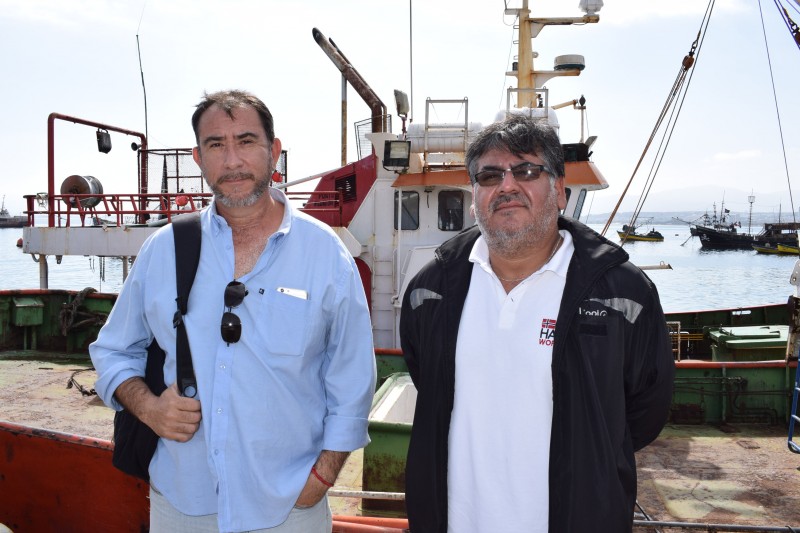 Jorge Rivera y Carlos Espinoza, dirigentes de la Asociación Pesquera de Palangreros de Chile A.G. (Pespal).